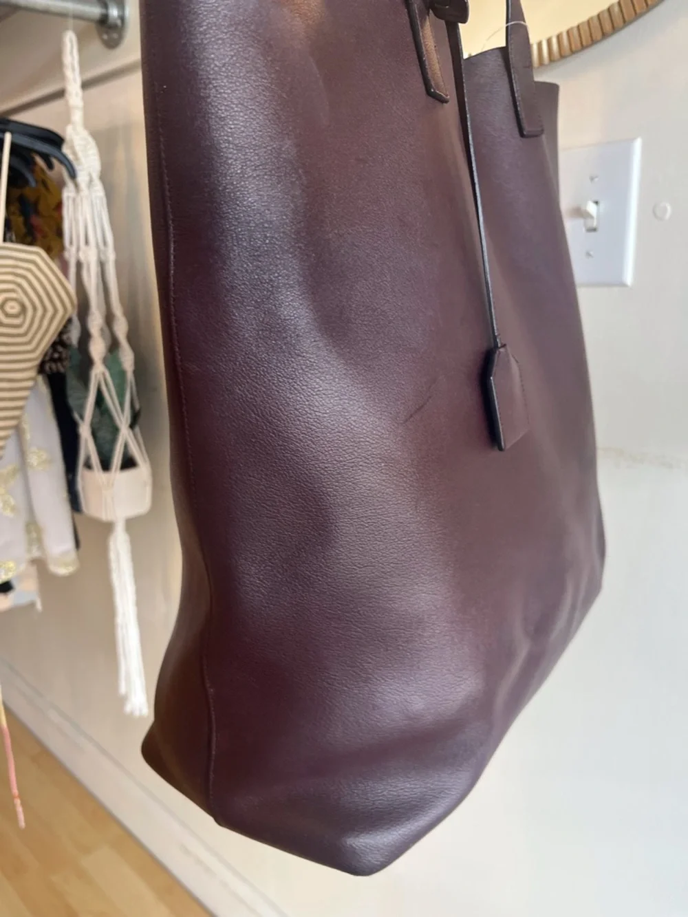 Saint Laurent Large Brownish/Redish Leather Tote - Picture 6 of 9